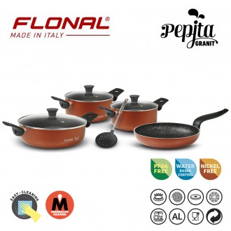 Набір посуду для приготування їжі Flonal Pepita Granit складається з 8 предметів. . фото 3