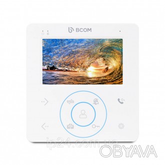 Відеодомофон BCOM BD-480 White з кольоровим 4 дюймовим TFT-екраном, сенсорними к. . фото 1