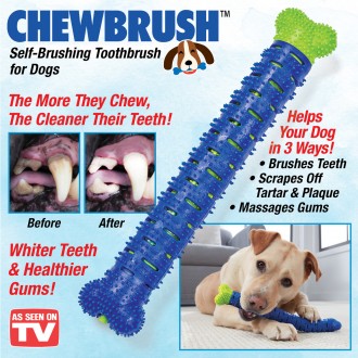 Cамоочищающаяся зубная щетка для собак Chewbrush.
Щетка выглядит как игрушечная . . фото 3