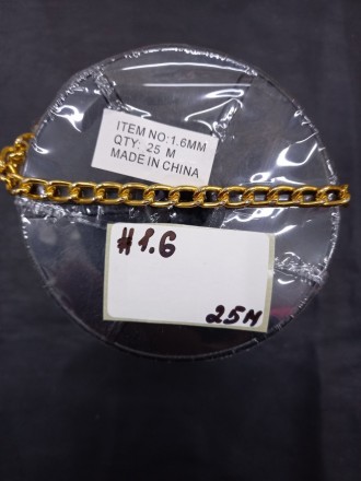 Цепь декоративная серебристая, золотистая, черная ширина 1.6 см, катушка 25 м
 Ц. . фото 5