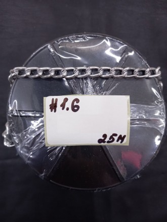 Цепь декоративная серебристая, золотистая, черная ширина 1.6 см, катушка 25 м
 Ц. . фото 3
