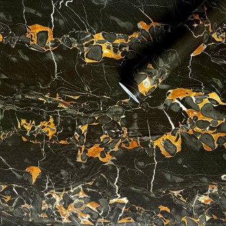 Самоклеюча плівка чорний мармур з жовтим 0,45х10мх0,07мм (2016-2)
Плівка на само. . фото 2