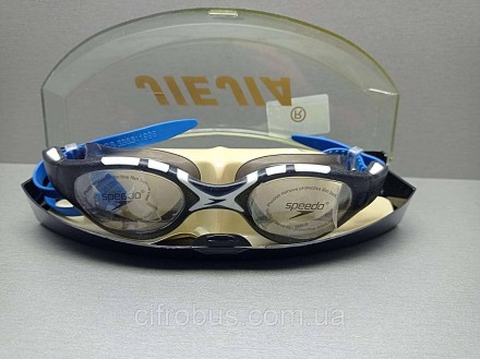Очки для плавания Speedo, материал линз: термопластик, цвет линз: прозрачный/дым. . фото 2