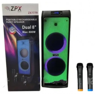 
Колонка портативна, на акумуляторі з 2-м радіомікрофон з Bluetooth 400W ZPX-777. . фото 2