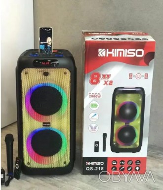 
Колонка портативна, з Bluetooth на акумуляторі з радіомікрофоном KIMISO QS 218
. . фото 1
