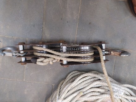 Блок такелажний потрійний (подвійний) з мотузкою 50 м діаметр 12 мм 000041116. . фото 5
