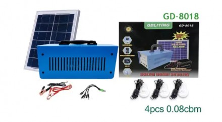 Солнечная система электроснабжения GD8018 С солнечной панелью + лампочки 3шт 
Те. . фото 5