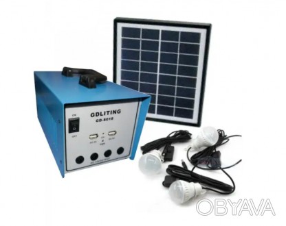 Солнечная система электроснабжения GD8018 С солнечной панелью + лампочки 3шт 
Те. . фото 1