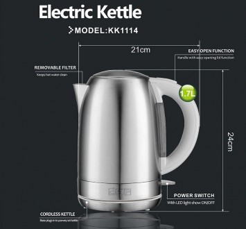 Електрочайник DSP KK-1114 — функціональна прикраса для кухні!
Цей стильний чайни. . фото 7
