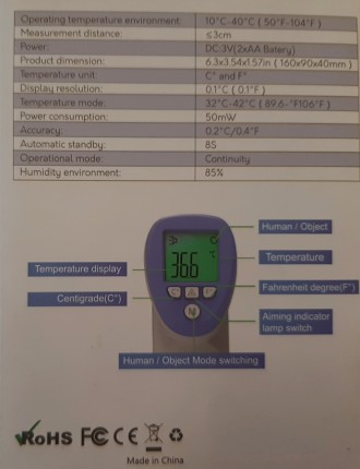 Описание
Бесконтактный термометр DT-8826
Инфракрасный, бесконтактный термометр 
. . фото 11