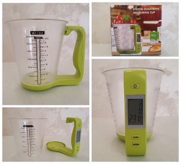 Опис:
Електронна цифрова мірна чаша для кухні термометром і вагами
Електронна ци. . фото 2
