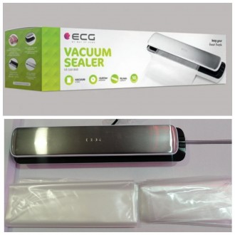 Опис:
Побутовий вакуумний пакувальник із пакетами — вакууматор Ecg VS 110 B10, в. . фото 11