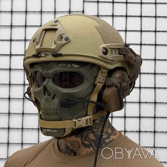 Тактический комплект шлем Fast + наушники М32 + крепление под шлем (Койот)