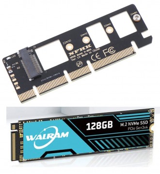 128gb NVMe + адаптер до PCI-EX4 або X8 або X16

Швидкість читання 1000 Мб/с це. . фото 2