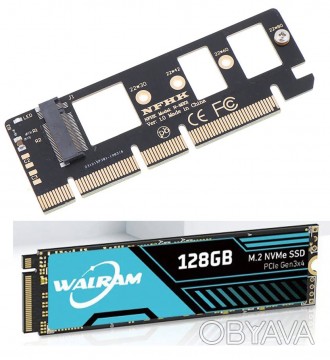 128gb NVMe + адаптер до PCI-EX4 або X8 або X16

Швидкість читання 1000 Мб/с це. . фото 1