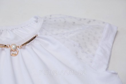 Блузка для девочки белая. Легкая струящаяся ткань софт с составом 65% вискоза 20. . фото 4