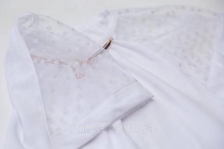 Блузка для девочки белая. Легкая струящаяся ткань софт с составом 65% вискоза 20. . фото 5