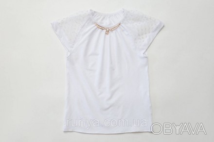 Блузка для девочки белая. Легкая струящаяся ткань софт с составом 65% вискоза 20. . фото 1