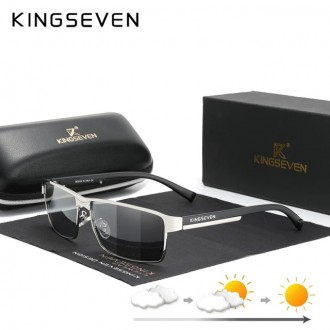 Оригінальні, фотохромні, поляризаційні, сонцезахисні окуляри KINGSEVEN N7756 маю. . фото 2