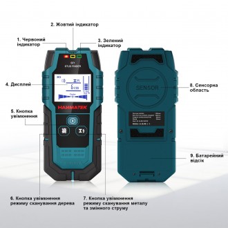 HANMATEK SF1 – це багатофункціональний детектор для виявлення металу (сталь, мід. . фото 4