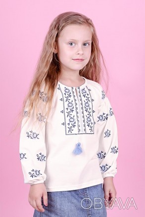 
Вишиванка для дівчинки підлітка трикотажна натуральна кофта вишиванка з довгим . . фото 1