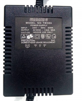 MODEL NO.TW38A

Максимальная нагрузка 1600mA
переменный ток 2*18 V = 36V

в. . фото 3