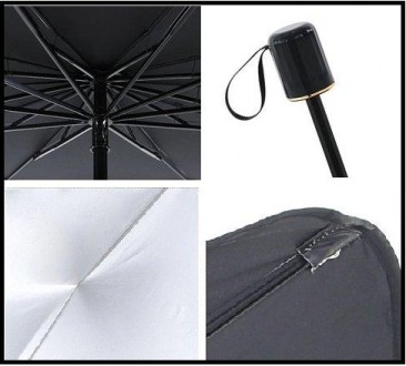 Универсальный зонт автомобильный под лобовое стекло от солнца в комплекте чехол . . фото 10