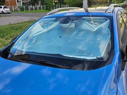 Универсальный зонт автомобильный под лобовое стекло от солнца в комплекте чехол . . фото 3