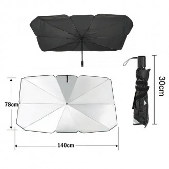 Универсальный зонт автомобильный под лобовое стекло от солнца в комплекте чехол . . фото 11