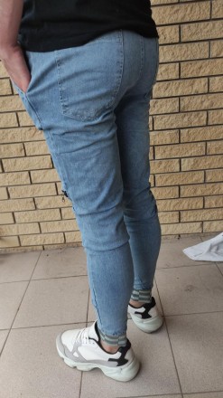Джоггеры, джинсы на резинке коттоновые унисекс высокого качества NN. Состав 88% . . фото 8
