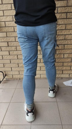 Джоггеры, джинсы на резинке коттоновые унисекс высокого качества NN. Состав 88% . . фото 7