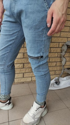 Джоггеры, джинсы на резинке коттоновые унисекс высокого качества NN. Состав 88% . . фото 6