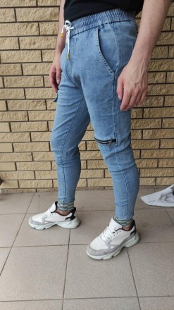 Джоггеры, джинсы на резинке коттоновые унисекс высокого качества NN. Состав 88% . . фото 10