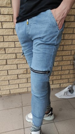 Джоггеры, джинсы на резинке коттоновые унисекс высокого качества NN. Состав 88% . . фото 5