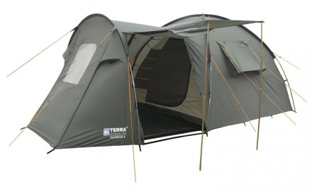 Комфортная комфортная четырехместная палатка для семейного отдыха.Просторный пер. . фото 2