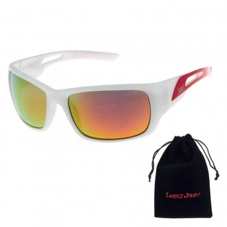 Солнцезащитные очки с линзами серого цвета и зеркальным напылением красного цвет. . фото 3