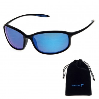 Солнцезащитные очки с линзами серого цвета и зеркальным напылением синего цвета.. . фото 3