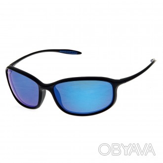 Солнцезащитные очки с линзами серого цвета и зеркальным напылением синего цвета.. . фото 1