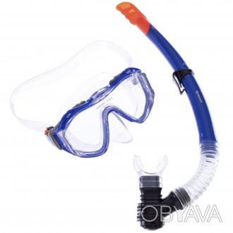 Набор для плавания маска с трубкойЦвет  синий-черный-оранжевыйМатериал термостек. . фото 1