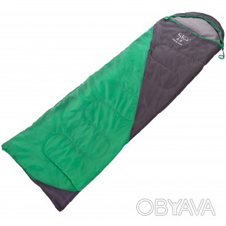 Спальный мешок одеяло с капюшоном SP-Sport SY-D02 Серый-салатовый. . фото 1