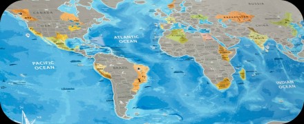 Discovery Maps World - первая туристическая скретч карта мира с рельефом на англ. . фото 3