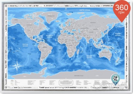Discovery Maps World - первая туристическая скретч карта мира с рельефом на англ. . фото 1