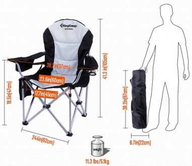 Складное кресло для кемпинга KingCamp Deluxe Hard Arms Chair идеально подходит д. . фото 4