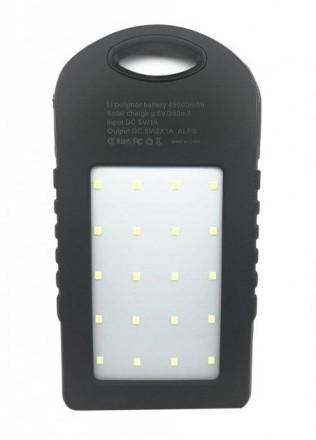 Power Bank Solar A50 павербанк + фонарь 12 LED с солнечной панелью 5000 mAh Черн. . фото 6