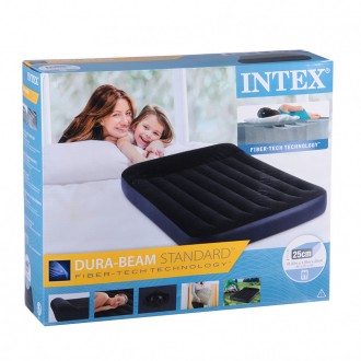 Полутороспальный надувной матрас Intex 64142 (1.37 x 1.91 x 25 см) Pillow Rest C. . фото 4