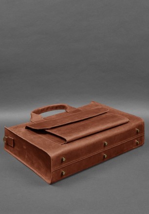 Шкіряна сумка для ноутбука та документів Універсальна світло-коричнева Crazy Hor. . фото 6