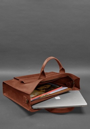 Шкіряна сумка для ноутбука та документів Універсальна світло-коричнева Crazy Hor. . фото 8