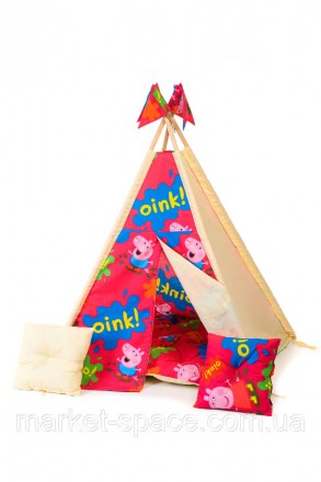 
Детская игровая палатка с матрасом бомбон и двумя подушками. Расцветка "Пеппа б. . фото 2