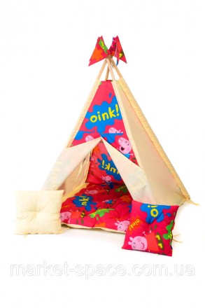 
Детская игровая палатка с матрасом бомбон и двумя подушками. Расцветка "Пеппа б. . фото 3