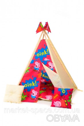
Детская игровая палатка с матрасом бомбон и двумя подушками. Расцветка "Пеппа б. . фото 1